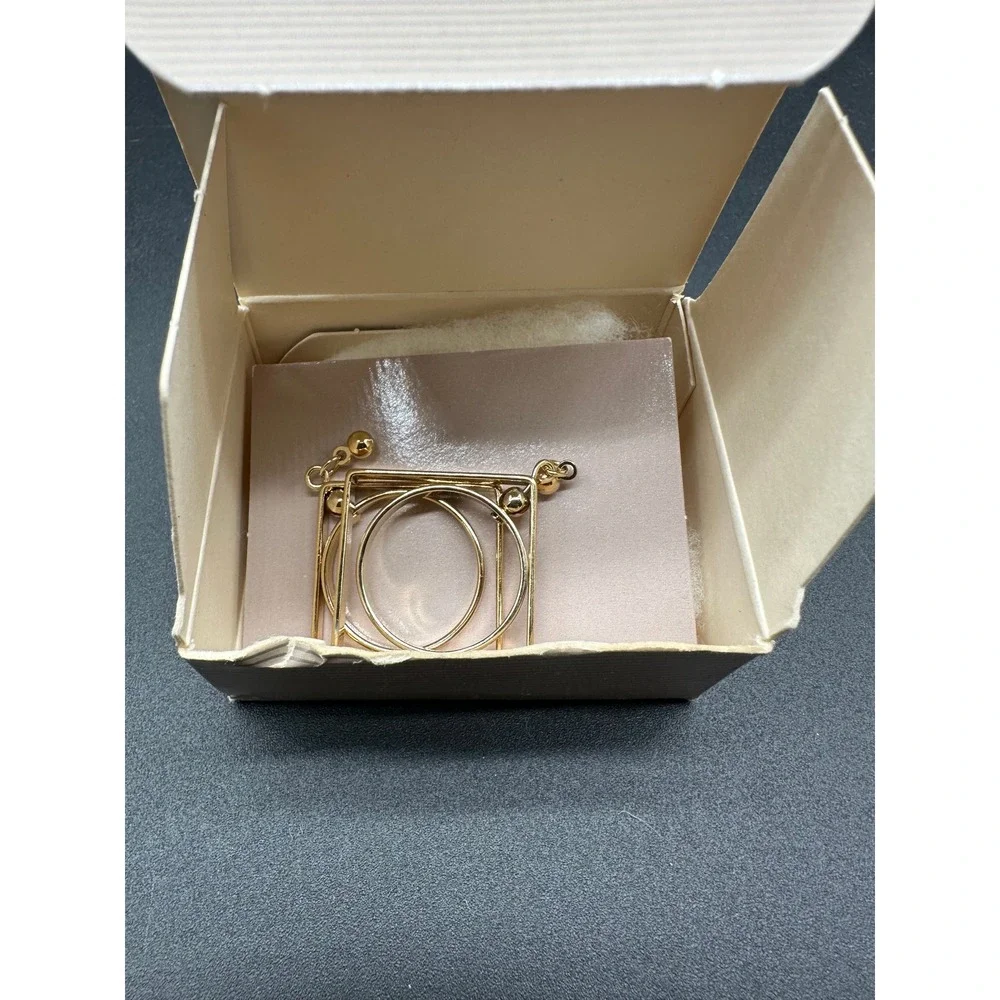 Vintage Avon Mobile Geometry Gold Tone Kinetic Dangle Earrings‎ Surgical Steel